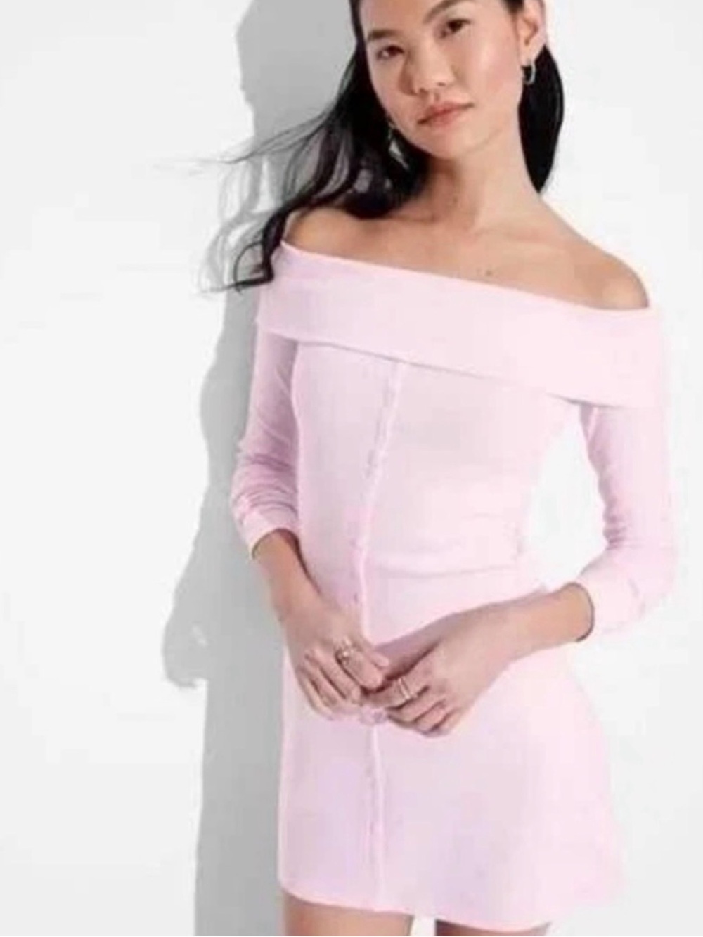 🔚 wild fable Off-the-Shoulder Light Pink Bodycon Mini Dress